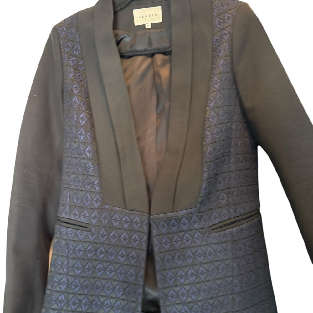 Sandro Elegant Black and Blue Women's Blazer - Picture 3 of 6